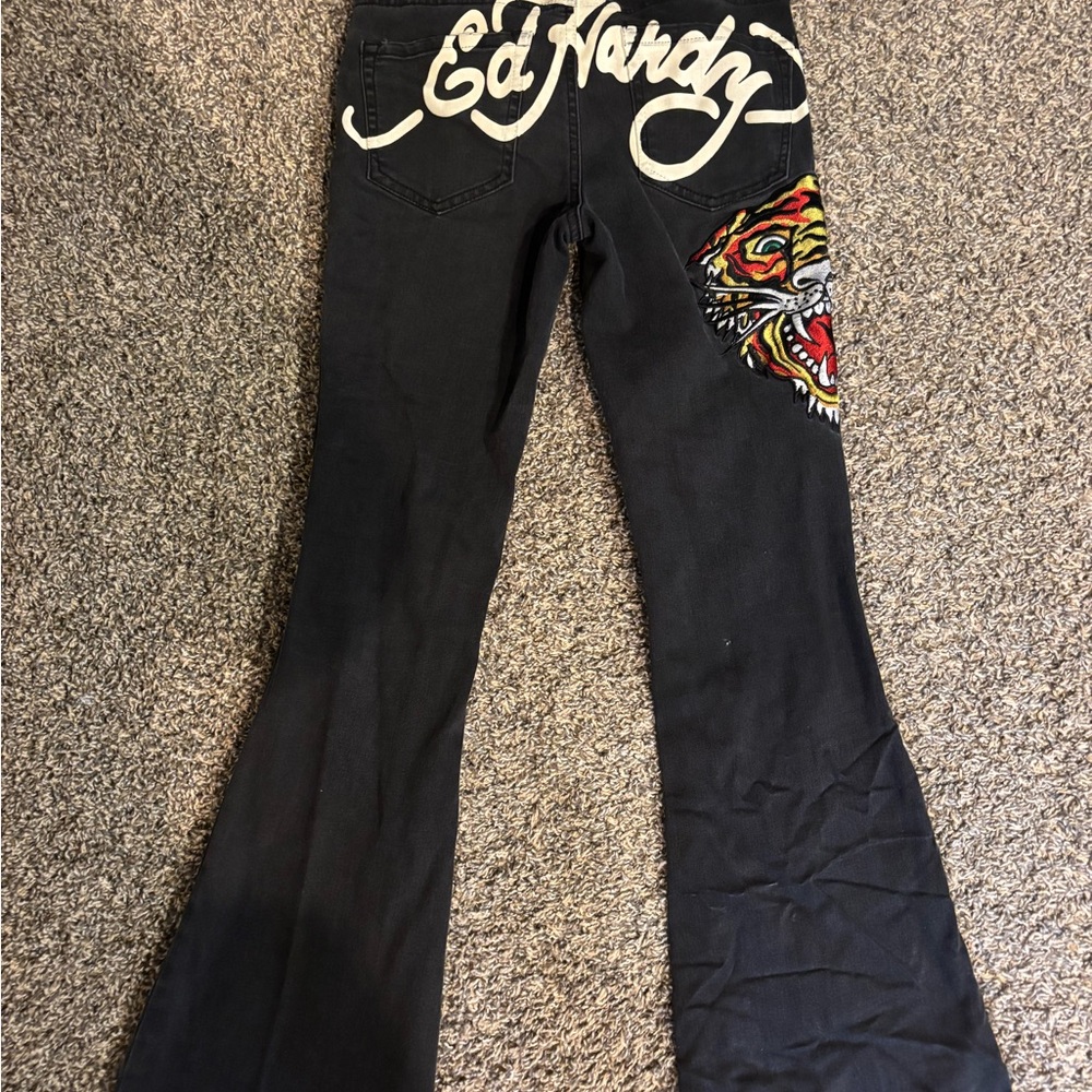 Ed Hardy Women's Black Jeans with Tiger Design